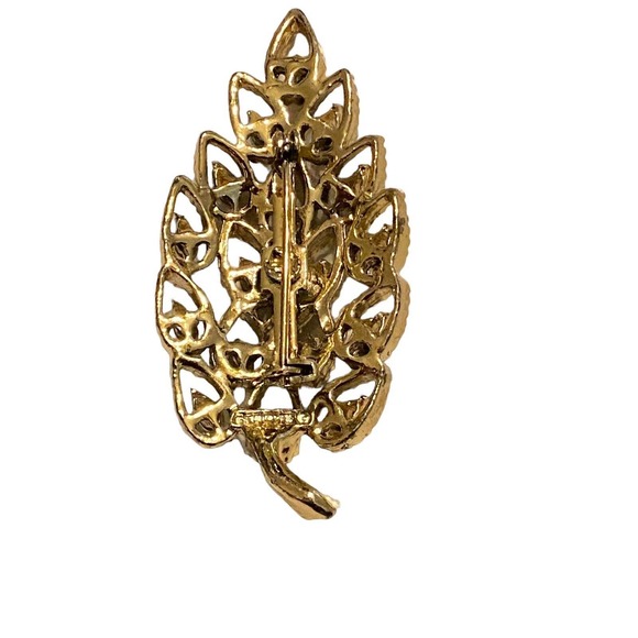Vintage Gold Tone Turquoise Tree Brooch - Picture 4 of 6